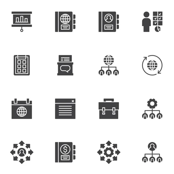 Corporate Management Vector Icons Set Modern Solid Symbol Collection Filled — Stock Vector