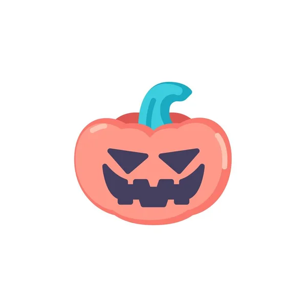 Halloween Pompoen Emoticon Platte Pictogram Vector Teken Lachende Pompoen Gezicht — Stockvector