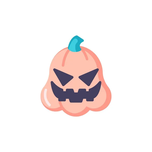 Spooky Citrouille Emoji Icône Plate Signe Vectoriel Heureux Visage Citrouille — Image vectorielle