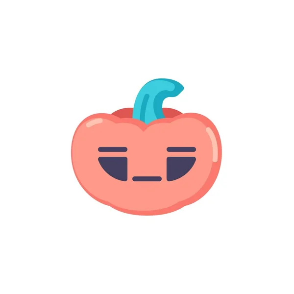 Pumpkin Neutral Face Emoticon Flat Icon Vector Sign Halloween Pumpkin — Stock Vector
