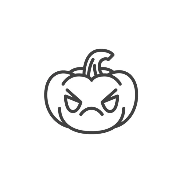 Wütendes Kürbisgesicht Emoji Symbol Lineares Stilschild Für Mobiles Konzept Und — Stockvektor