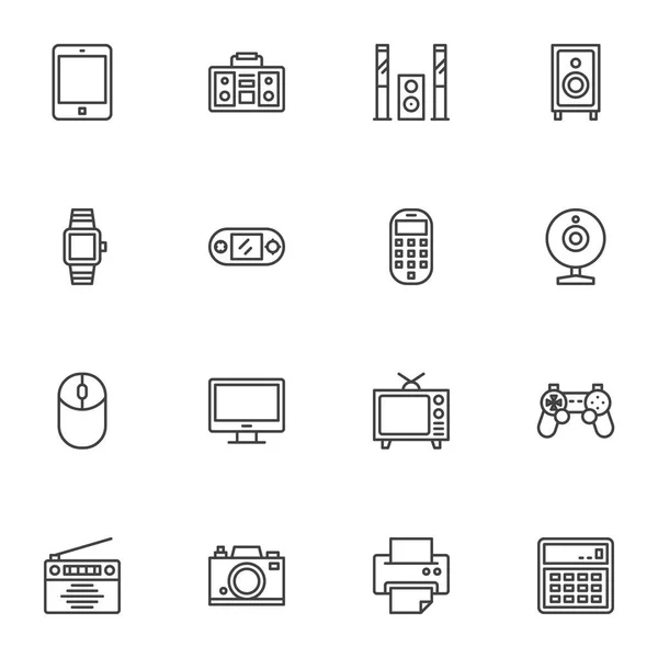 Household Appliances Line Icons Set Outline Vector Symbol Collection Linear - Stok Vektor