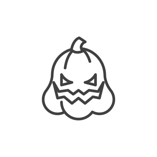 Halloween Kürbis Gesicht Emoticon Linie Symbol Lineares Stilschild Für Mobiles — Stockvektor