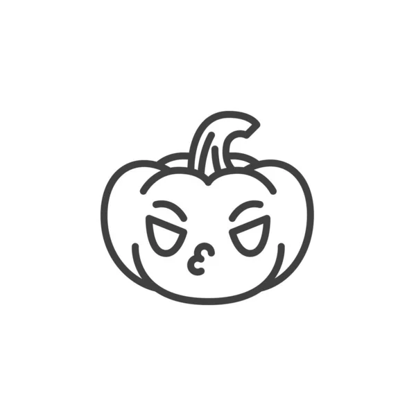 Halloween Tök Emoji Vonal Ikon Lineáris Stílus Jel Mobil Koncepció — Stock Vector