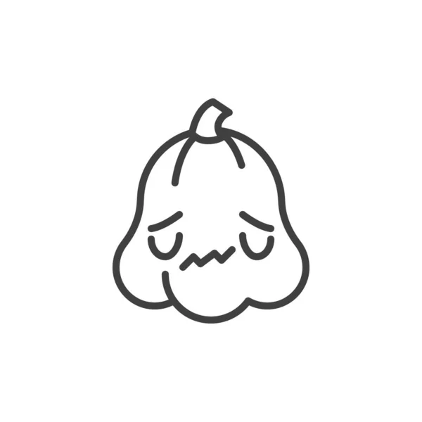 Sad Pumpkin Face Line Icon Linear Style Sign Mobile Concept — Stock Vector
