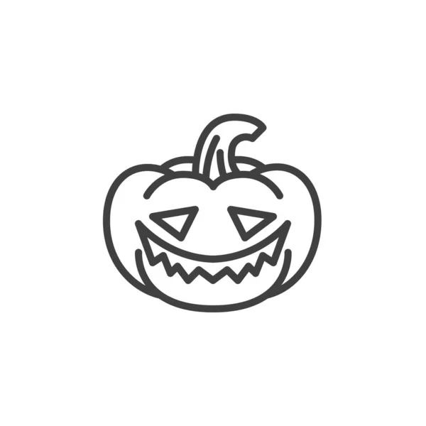 Halloween Citrouille Émoticône Ligne Icône Signe Style Linéaire Pour Concept — Image vectorielle