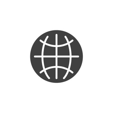 Web tarayıcı vektör simgesi. Mobil konsept ve web tasarımı için düz tabela. Dünya küre sembolü. Sembol, logo çizimi. Vektör grafikleri