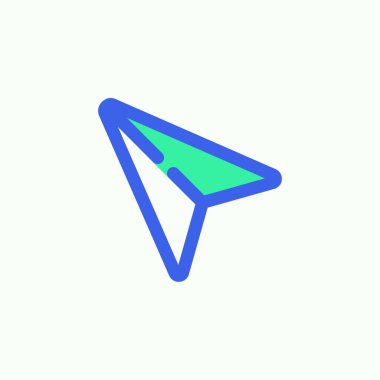 Ok imleci simgesi vektörü, düz işaret, gönder, çift renkli pictogram, yeşil ve mavi renkler. Sembol, logo illüstrasyonu