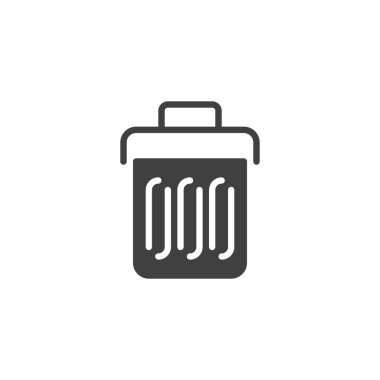 Çöp kutusu vektör simgesi. Mobil konsept ve web tasarımı için düz tabela. Çöp kutusu, kabartma simgesini sil. Sembol, logo çizimi. Vektör grafikleri