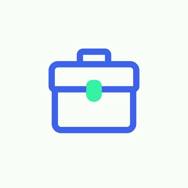 Dokument Portfolioikon Vektor Briefcase Portfolio Fylt Flatskilt Bikolorpiktogram Grønn Blå – stockvektor