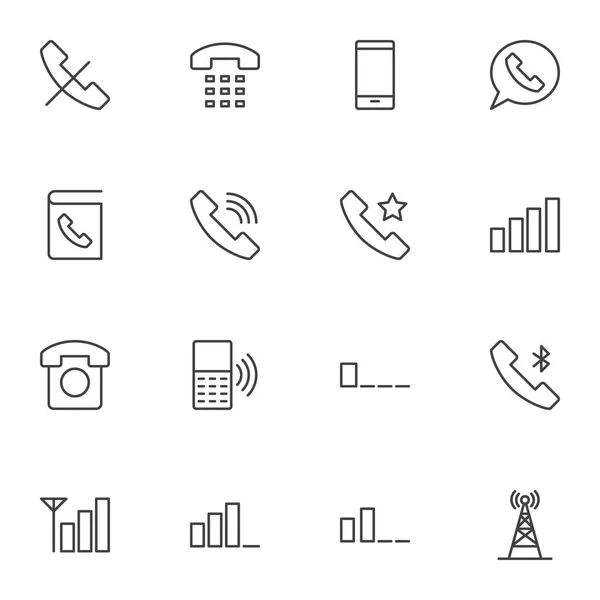 Mobile Phone Functions Line Icons Set Smartphone Outline Vector Symbol — Stock Vector