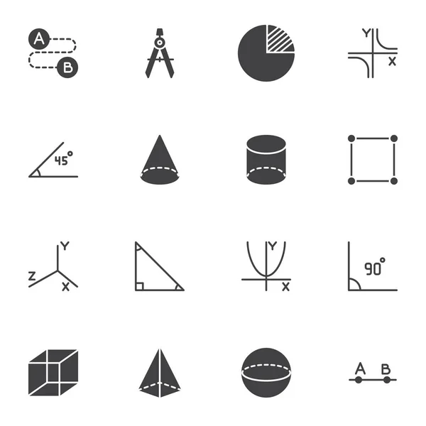 Geometría Formas Vector Iconos Conjunto Álgebra Geometría Moderna Colección Símbolos — Archivo Imágenes Vectoriales