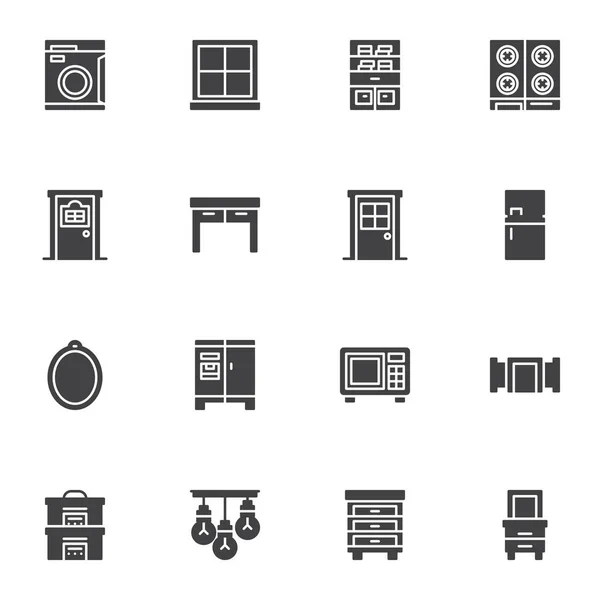 Möbel Vektor Icons Set Moderne Solide Symbolsammlung Gefüllte Piktogrammpackung Schilder — Stockvektor