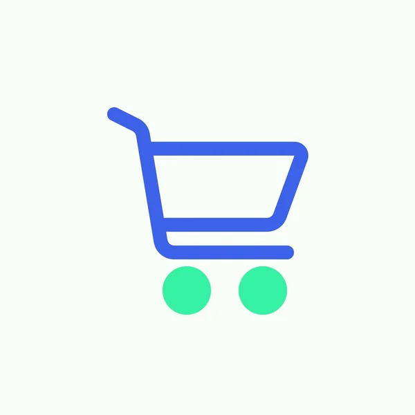 Alışveriş Arabası Ikonu Vektörü Düz Tabela Iki Renkli Resim Yeşil — Stok Vektör