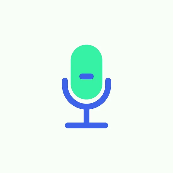 Vektor Ikony Mic Vyplněný Plochý Znak Piktogram Mikrofonem Zelené Modré — Stockový vektor