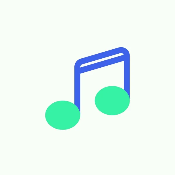 メロディー 音楽アイコンベクトル フラット記号 音楽ノートの2色ピクトグラム 緑と青の色を入力します シンボル ロゴイラスト — ストックベクタ