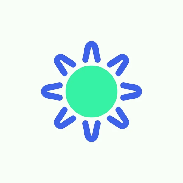 Helligkeitssymbolvektor Gefüllte Flache Zeichen Sonne Zweifarbiges Piktogramm Grüne Und Blaue — Stockvektor