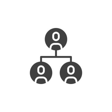 İş takım çalışması vektör simgesi. Mobil konsept ve web tasarımı için düz tabela. Hiyerarşi yapısı sembolü. Sembol, logo çizimi. Vektör grafikleri