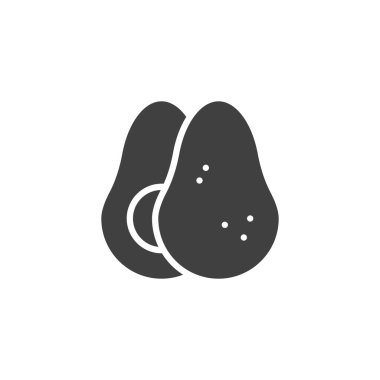 Avokado meyve vektör simgesi. Mobil konsept ve web tasarımı için düz tabela. Yarı yarıya avokado sembolü. Sembol, logo çizimi. Vektör grafikleri