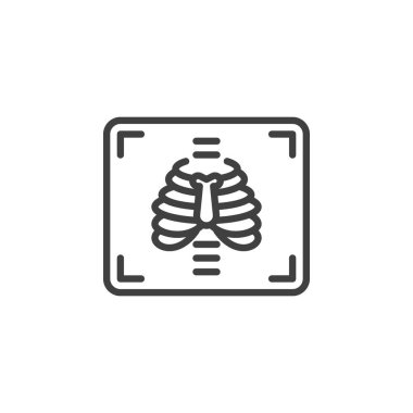 Göğüs röntgeni çizgisi ikonu. Mobil konsept ve web tasarımı için doğrusal biçim işareti. Tıbbi X ışını çizgisi vektör simgesi. Sembol, logo çizimi. Vektör grafikleri