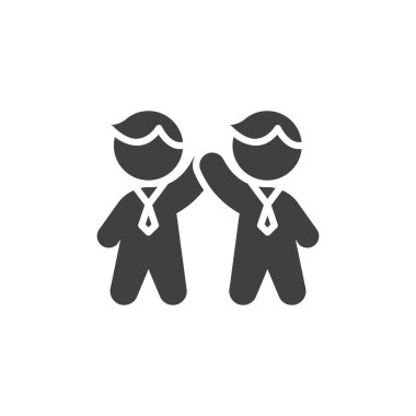 İş adamı beşlik vektör simgesi veriyor. Mobil konsept ve web tasarımı için düz tabela. İşbirliği, ortaklık sembolü. Takım çalışması sembolü, logo çizimi. Vektör grafikleri