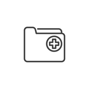 Tıbbi klasör çizgisi simgesi. Mobil konsept ve web tasarımı için doğrusal biçim işareti. Tıbbi portföy ana hatları vektör simgesi. Sembol, logo çizimi. Vektör grafikleri