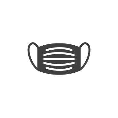 Tıbbi maske vektör simgesi. Mobil konsept ve web tasarımı için düz tabela. Yüz maskesi simgesi. Sembol, logo çizimi. Vektör grafikleri
