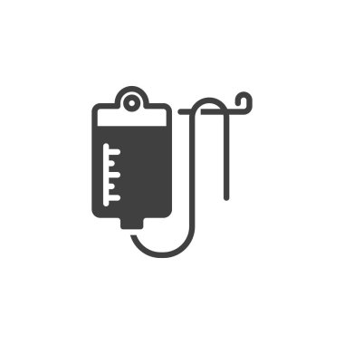 Tıbbi infüzyon vektör simgesi. Mobil konsept ve web tasarımı için düz tabela. Kan torbası sembolü. Sembol, logo çizimi. Vektör grafikleri