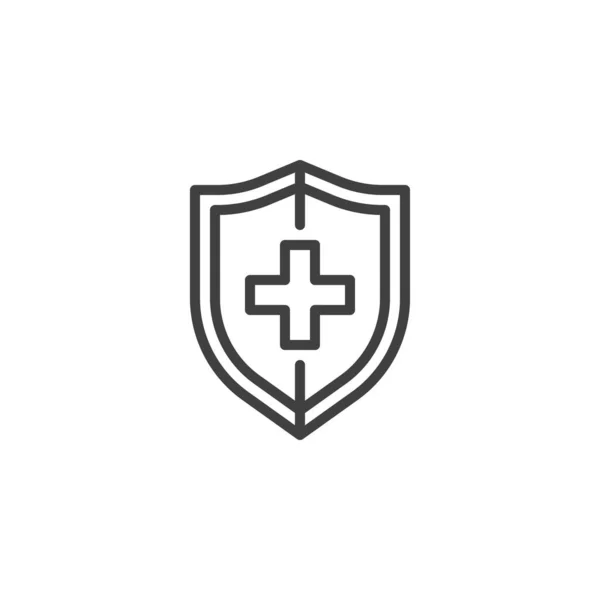 Medical Shield Cross Line Icon Linear Style Sign Mobile Concept — Stock Vector