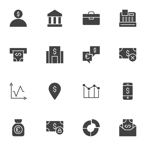 Ensemble Icônes Vectorielles Affaires Finance Collection Symboles Solides Modernes Pack — Image vectorielle