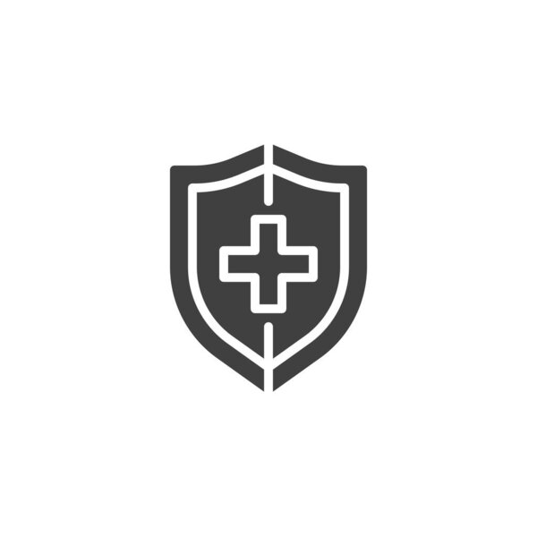 Medical shield with cross vector icon. filled flat sign for mobile concept and web design. Medical insurance glyph icon. Symbol, logo illustration. Vector graphics