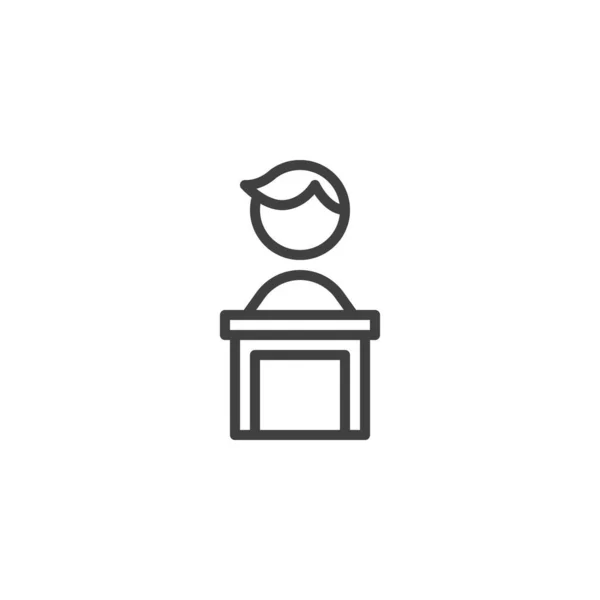 Rednerpult Symbol Lineares Stilschild Für Mobiles Konzept Und Webdesign Geschäftsmann — Stockvektor