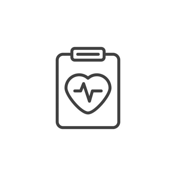 Heart Cardiogram Report Line Icon Linear Style Sign Mobile Concept — Stock Vector