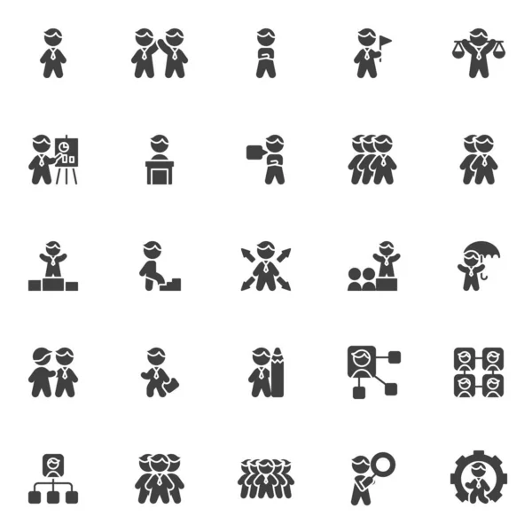 Geschäftsleute Vektor Icons Set Moderne Solide Symbolsammlung Gefülltes Piktogrammpaket Schilder — Stockvektor