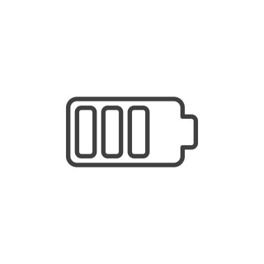 Düşük batarya güç hattı simgesi. Mobil konsept ve web tasarımı için doğrusal biçim işareti. Batarya şarj göstergesi ana hatlı vektör simgesi. Sembol, logo çizimi. Vektör grafikleri