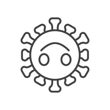 Ters yüz emoji çizgisi simgesi. Mobil konsept ve web tasarımı için doğrusal biçim işareti. Mutlu koronavirüs simgesi ana hatlı vektör simgesi. Sembol, logo çizimi. Vektör grafikleri