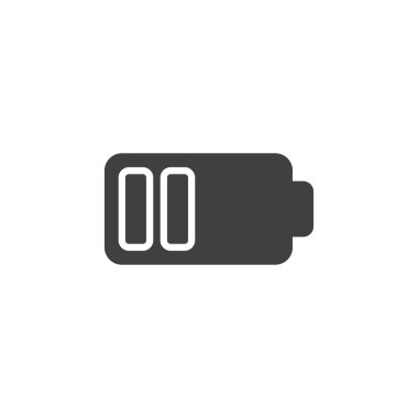 Düşük pil güç vektör simgesi. Mobil konsept ve web tasarımı için düz tabela. Batarya şarj göstergesi simgesi. Sembol, logo çizimi. Vektör grafikleri