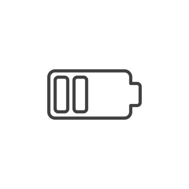 Düşük batarya güç hattı simgesi. Mobil konsept ve web tasarımı için doğrusal biçim işareti. Batarya şarj göstergesi ana hatlı vektör simgesi. Sembol, logo çizimi. Vektör grafikleri