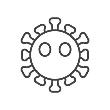 Ağızsız Virüs Surat çizgi simgesi. Mobil konsept ve web tasarımı için doğrusal biçim işareti. Ağızsız koronavirüs simgesi ana hatlı vektör simgesi. Sembol, logo çizimi. Vektör grafikleri