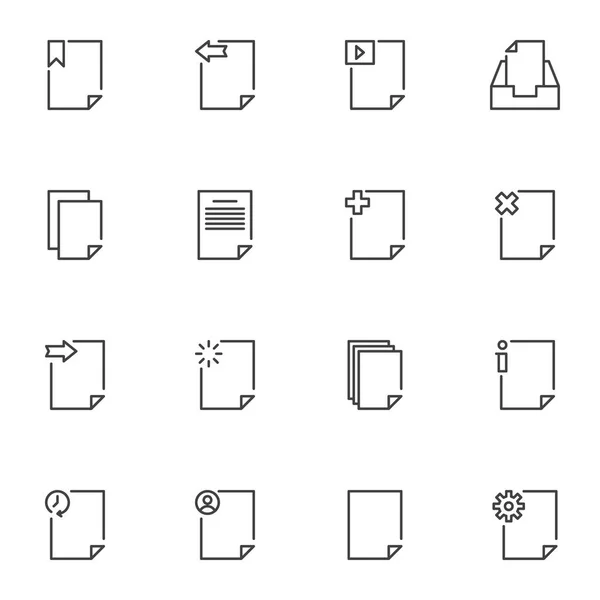 Documents Ligne Icônes Ensemble Collection Symboles Vectoriels Contour Paquet Pictogramme — Image vectorielle