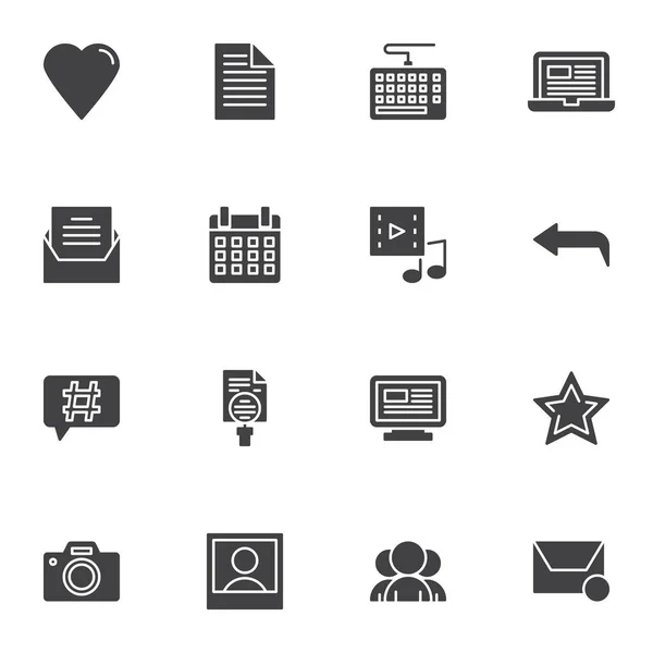 Conjunto Iconos Vectoriales Relacionados Con Blog Colección Símbolos Sólidos Modernos — Vector de stock