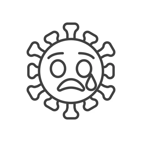 Crying Virus Face Line Icon Signo Estilo Lineal Para Concepto — Archivo Imágenes Vectoriales