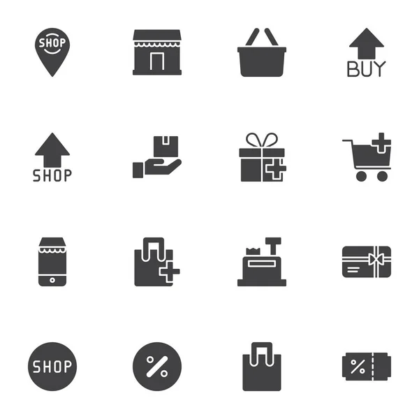 Online Shopping Vektor Icons Set Moderne Solide Symbolsammlung Commerce Gefülltes — Stockvektor