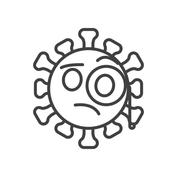 Virus Face Monocle Line Icon 모바일 컨셉과 디자인을 스타일 코로나 — 스톡 벡터