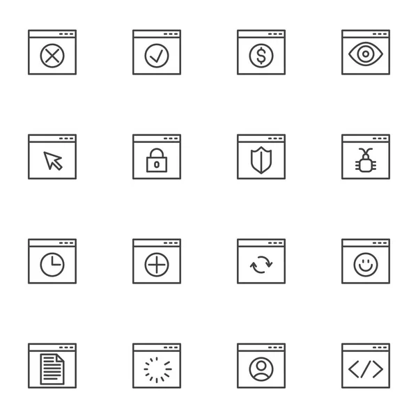 Website Liniensymbole Setzen Vektor Symbolsammlung Umreißen Piktogrammpaket Linearen Stil Schilder — Stockvektor