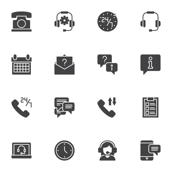Set Icone Vettoriali Del Servizio Clienti Moderna Collezione Simboli Solidi — Vettoriale Stock