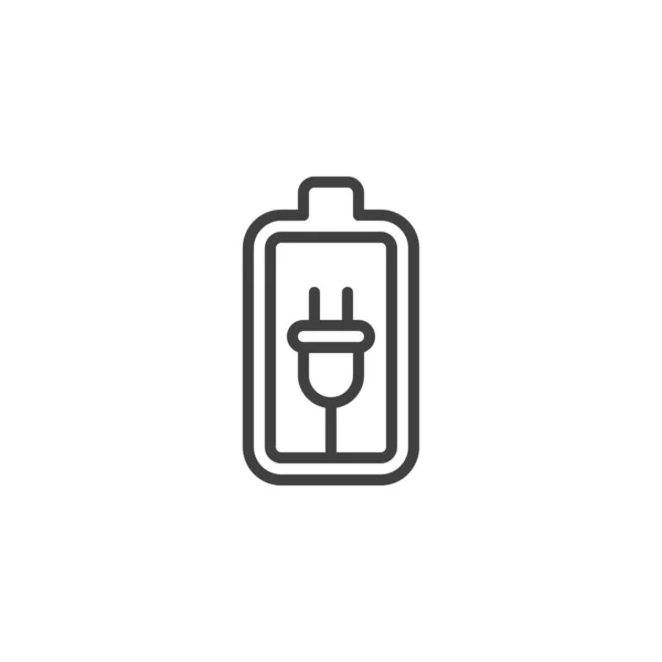 电池充电线路图标 移动概念和网页设计的线性风格标志 电池插头轮廓矢量图标 标识插图 矢量图形 — 图库矢量图片