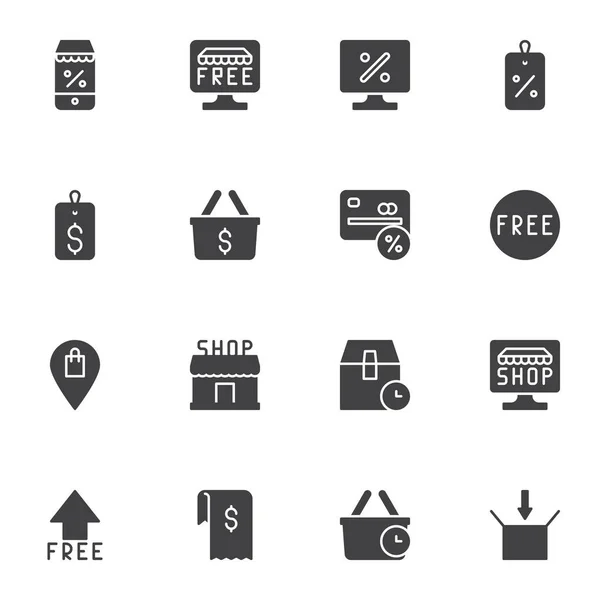 Commerce Vektor Icons Set Moderne Solide Symbolsammlung Online Shopping Gefüllt — Stockvektor