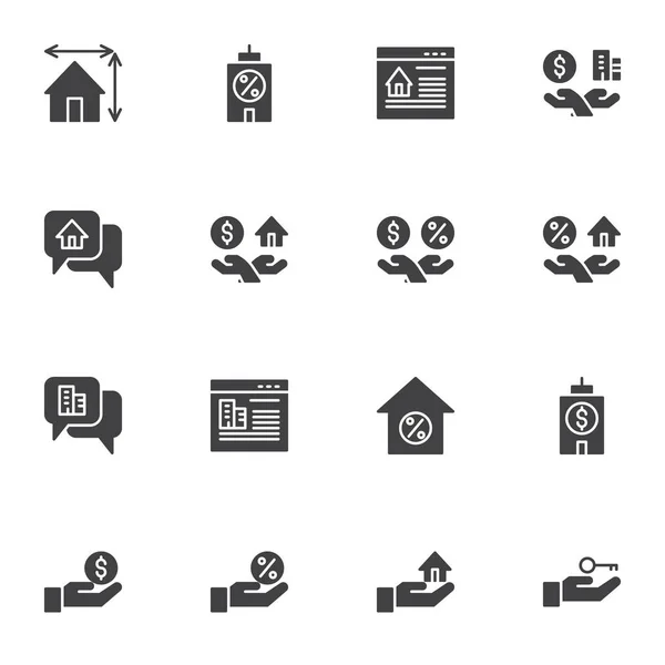 Immobilien Vektor Icons Set Moderne Solide Symbolsammlung Gefülltes Piktogrammpaket Schilder — Stockvektor