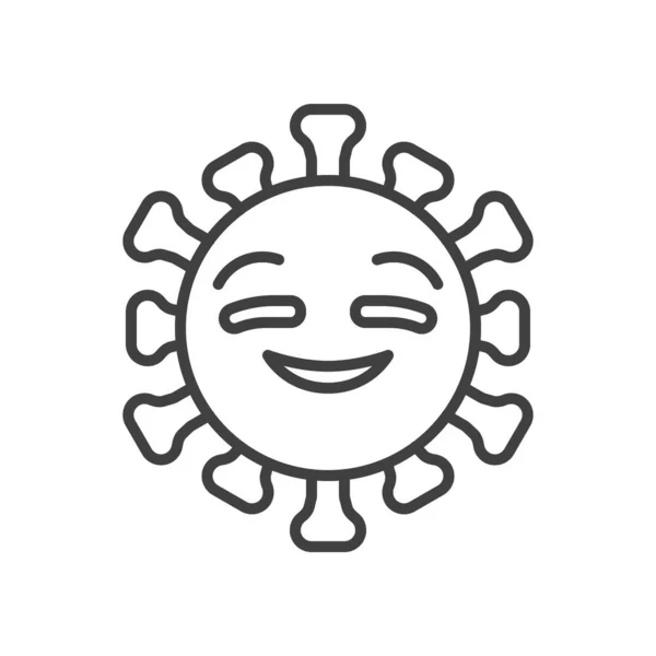 病毒微笑脸谱线图标 移动概念和网页设计的线性风格标志 考罗纳维龙的微笑勾勒了矢量图标 标识插图 矢量图形 — 图库矢量图片
